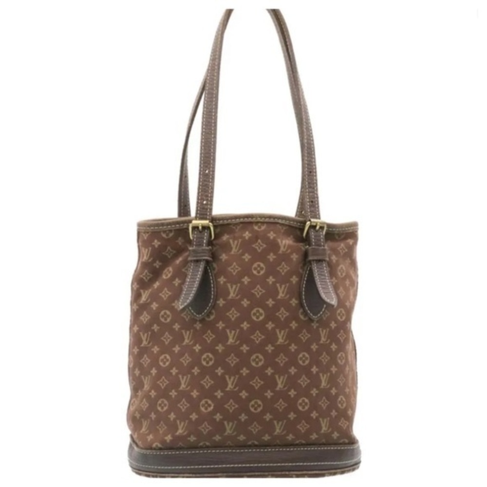 Authentic LOUIS VUITTON Monogram Mini Lin Bucket PM Shoulder Bag Brown - Picture 10 of 13